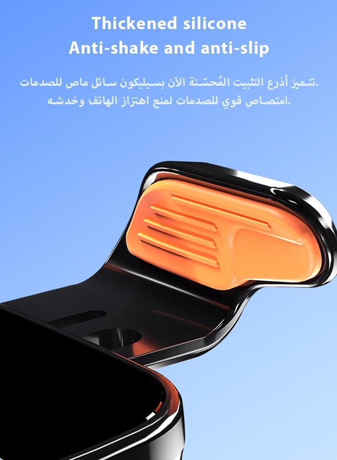 حامل جوال للسيارة، شحن سريع 15 واط، حامل هاتف للسيارة 2 في 1، تثبيت تلقائي، ثبات فائق، دوران 360 درجة، مانع للانزلاق، مناسب للوحة القيادة/الزجاج الأمامي/فتحة التهوية، أسود - Image 5